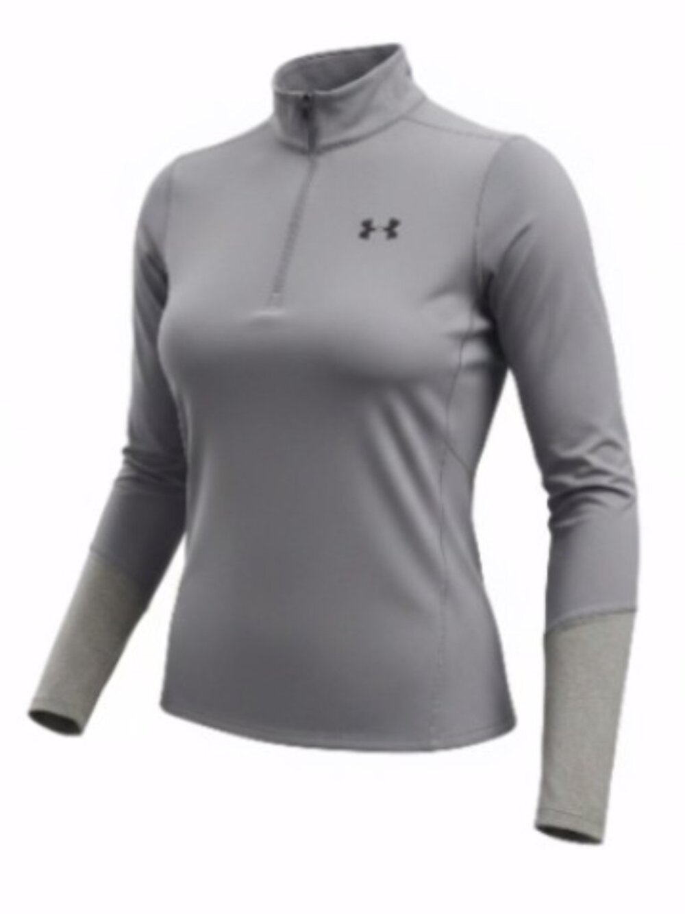 UNDER ARMOUR Women's Half Zip With Thumbholes - Gray - Size Medium